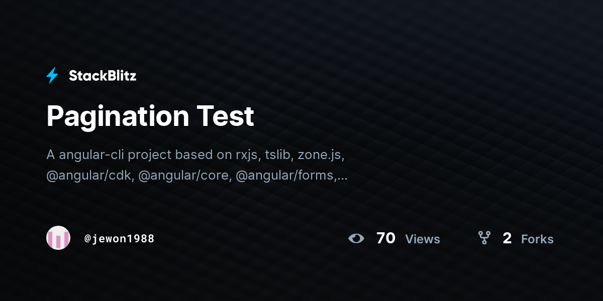 Pagination Test - StackBlitz