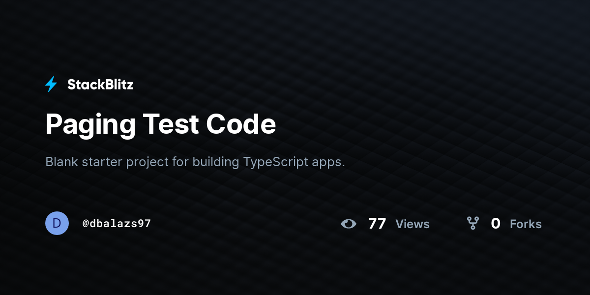 Paging Test Code - StackBlitz
