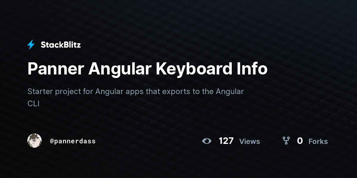 Panner Angular Keyboard Info - StackBlitz