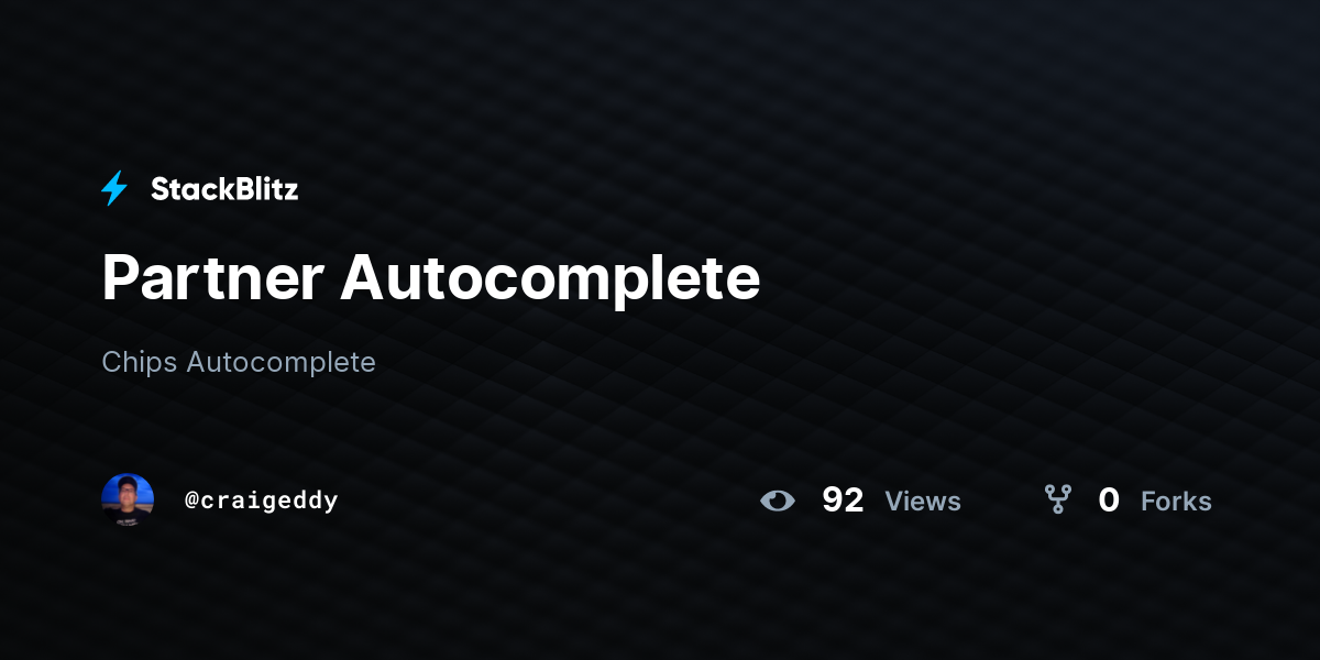 Partner Autocomplete - StackBlitz