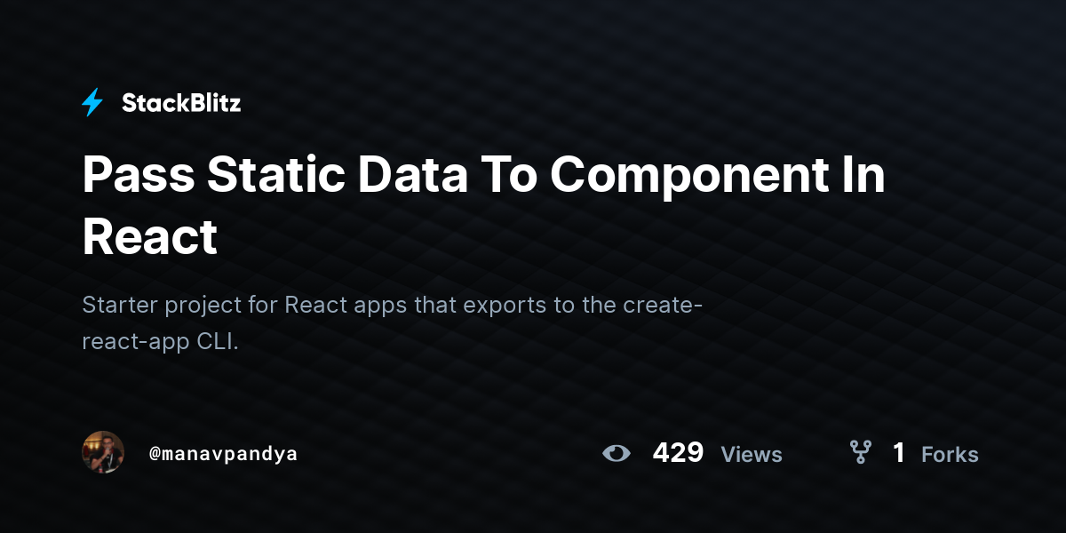 Pass Static Data To Component In React - StackBlitz