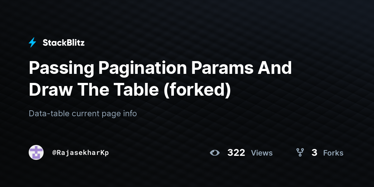 Passing Pagination Params And Draw The Table (forked) - StackBlitz