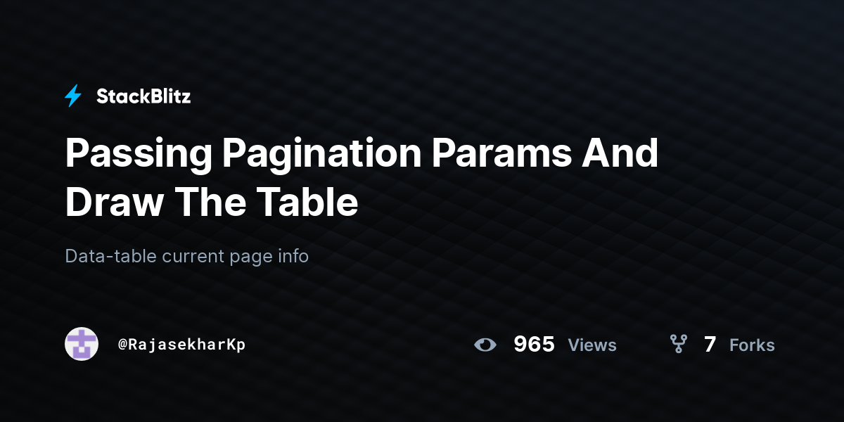 Passing Pagination Params And Draw The Table - StackBlitz