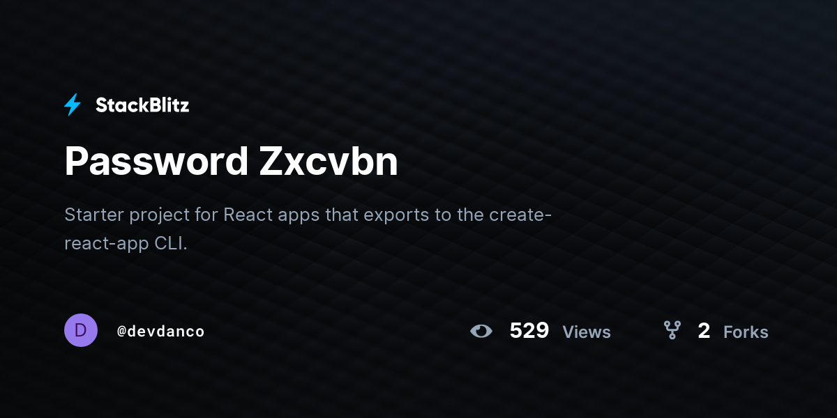 Password zxcvbn stackblitz