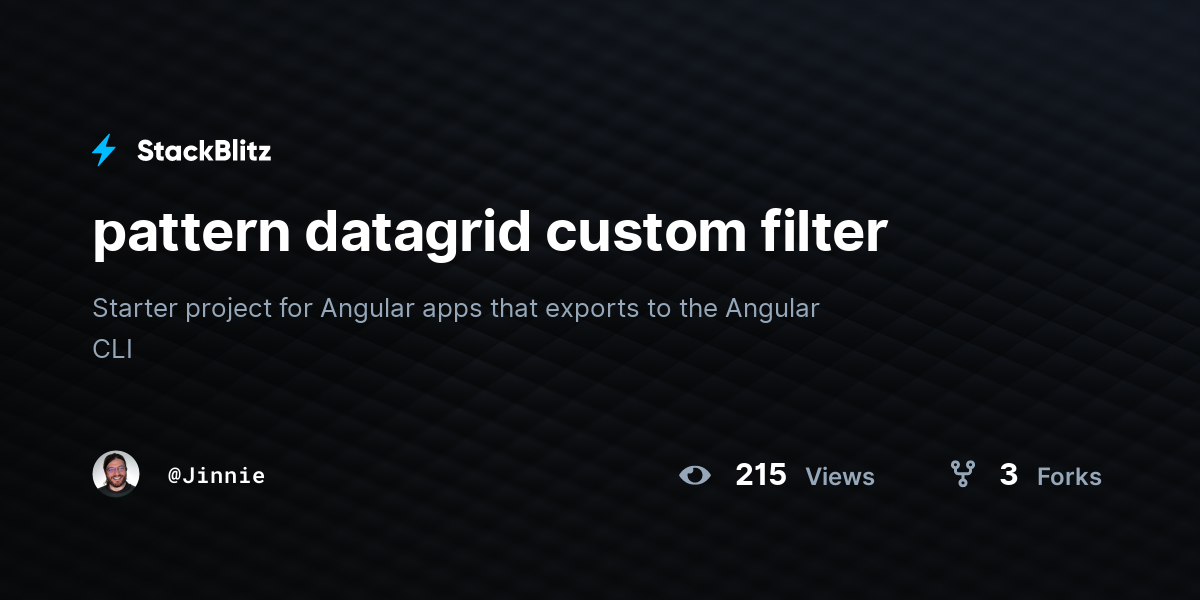 pattern datagrid custom filter - StackBlitz
