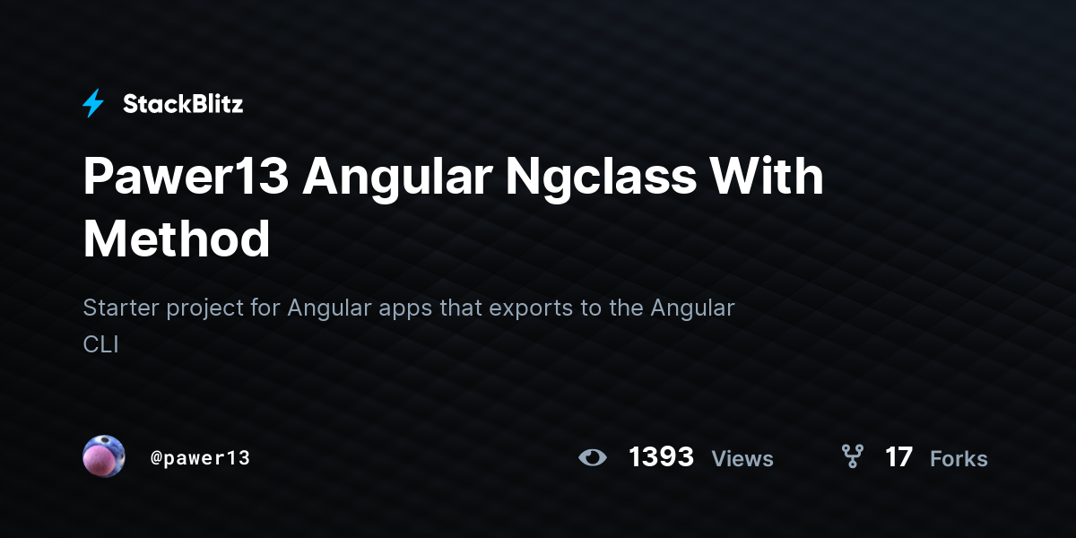 Pawer13 Angular Ngclass With Method - StackBlitz