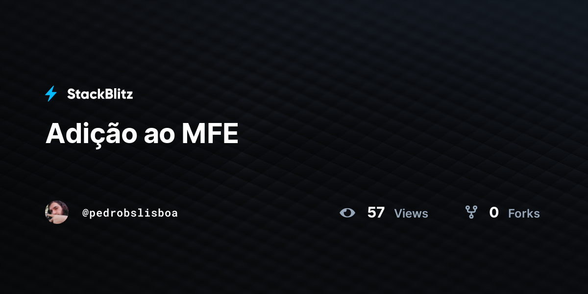 Adição ao MFE StackBlitz