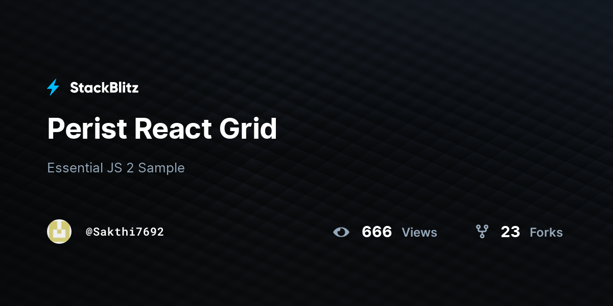Perist React Grid - StackBlitz