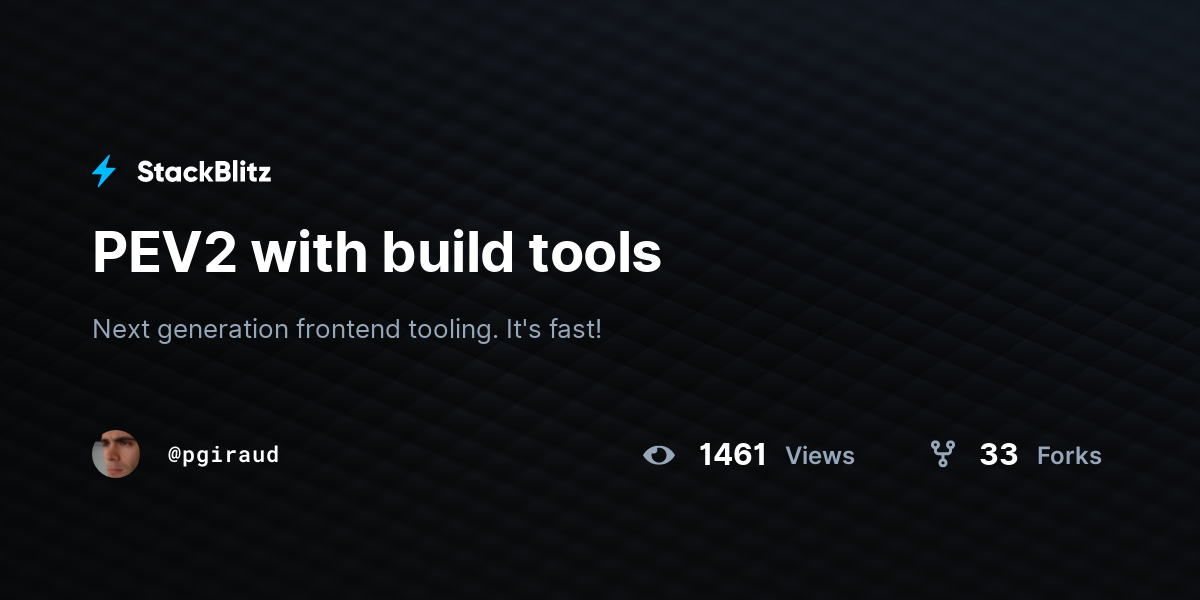 PEV2 with build tools - StackBlitz