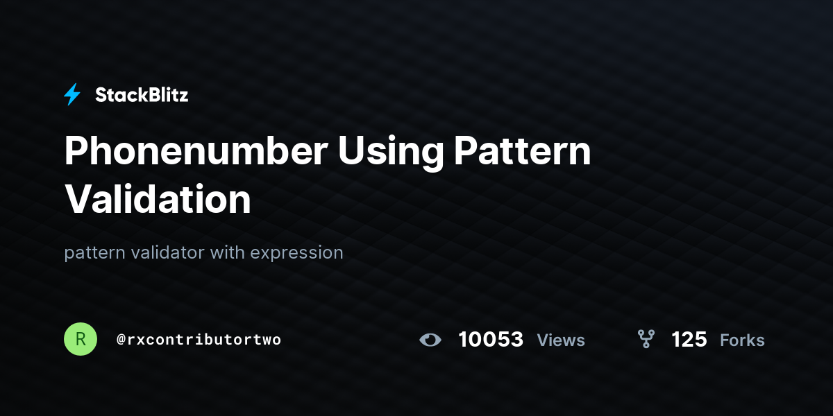 Phonenumber Using Pattern Validation - StackBlitz