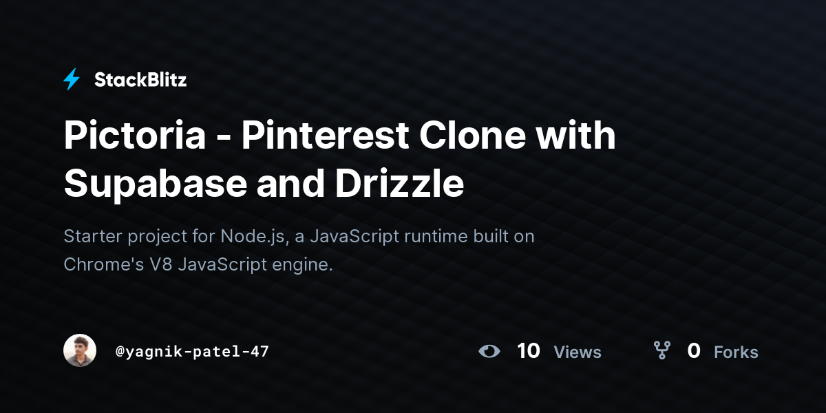 Pictoria - Pinterest Clone with Supabase and Drizzle - StackBlitz