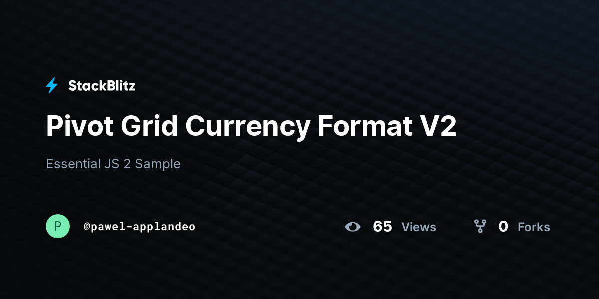 Pivot Grid Currency Format V2 - StackBlitz