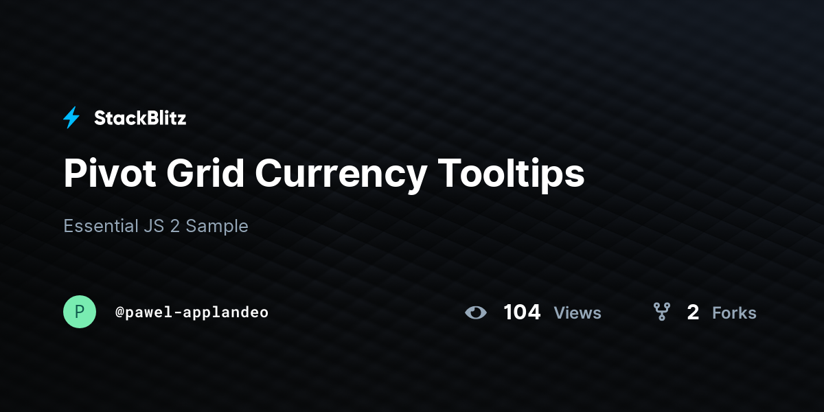 Pivot Grid Currency Tooltips - StackBlitz