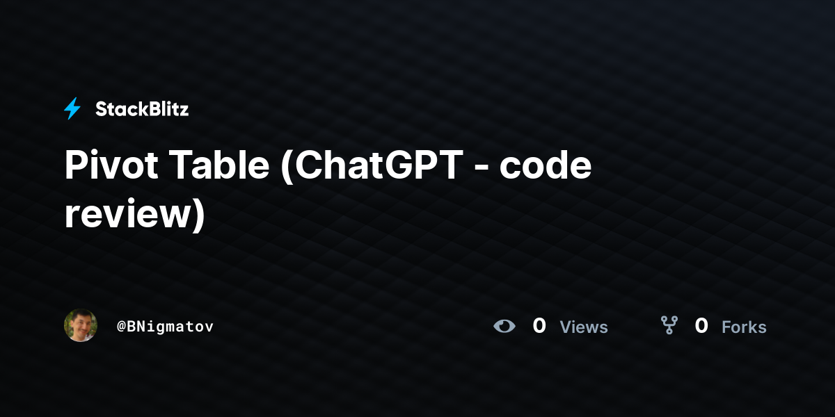 Pivot Table (ChatGPT - code review) - StackBlitz