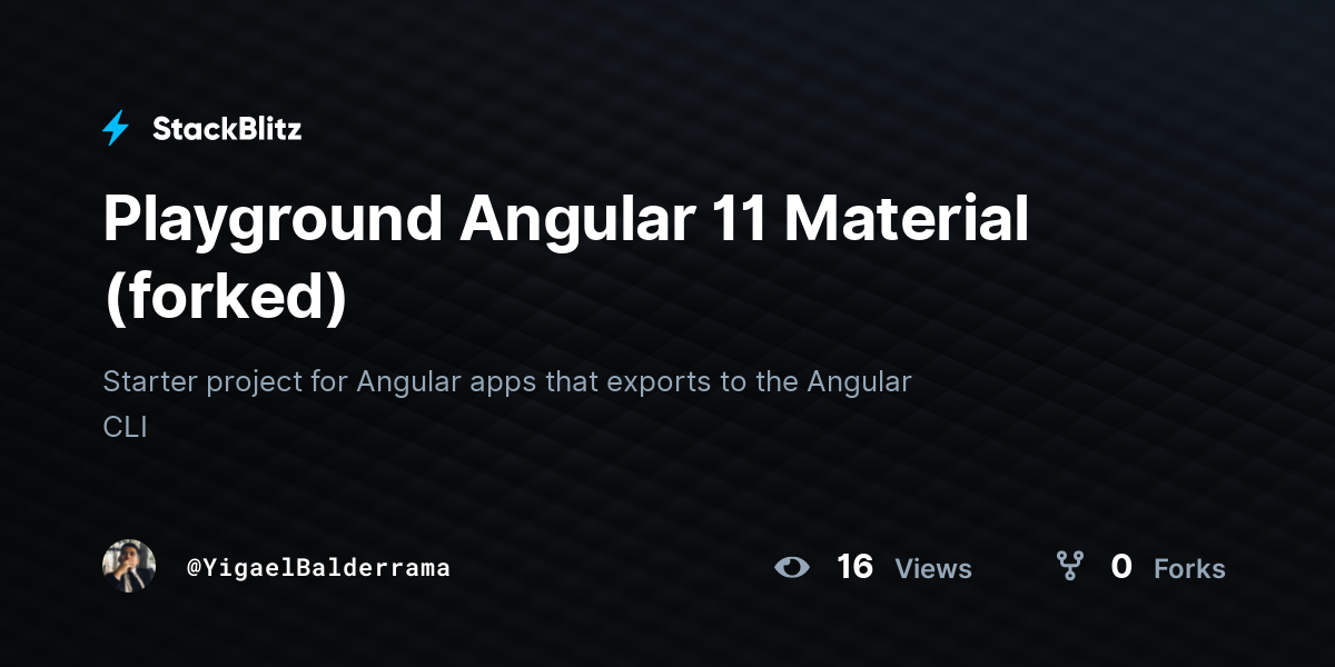 Playground Angular 11 Material (forked) - StackBlitz
