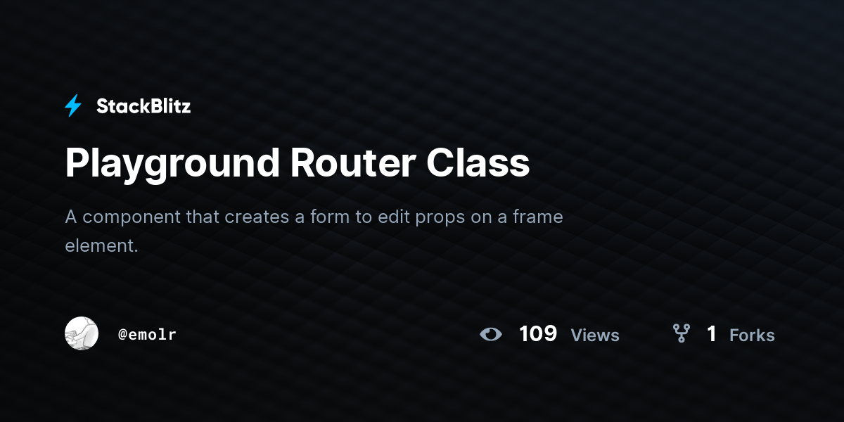 Playground Router Class - StackBlitz