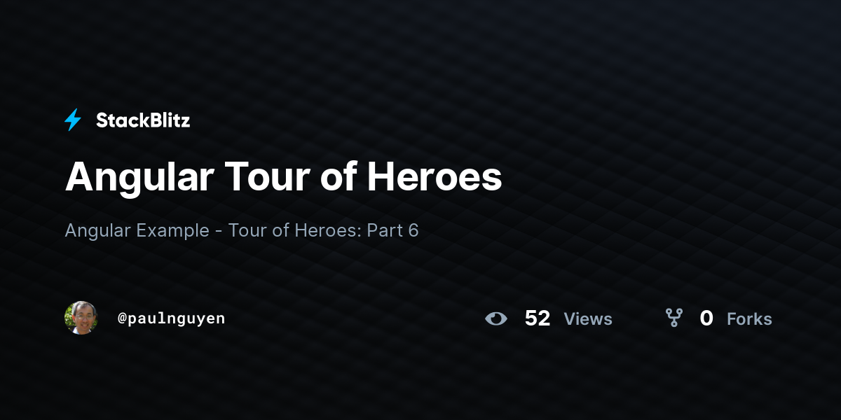 Angular Tour of Heroes - StackBlitz