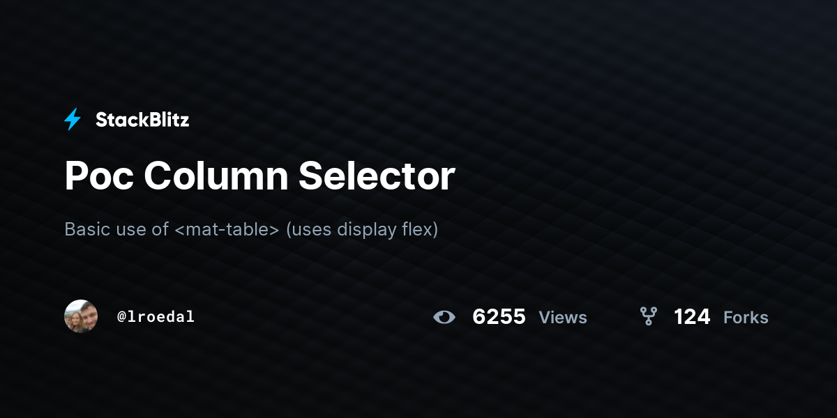 Poc Column Selector - StackBlitz