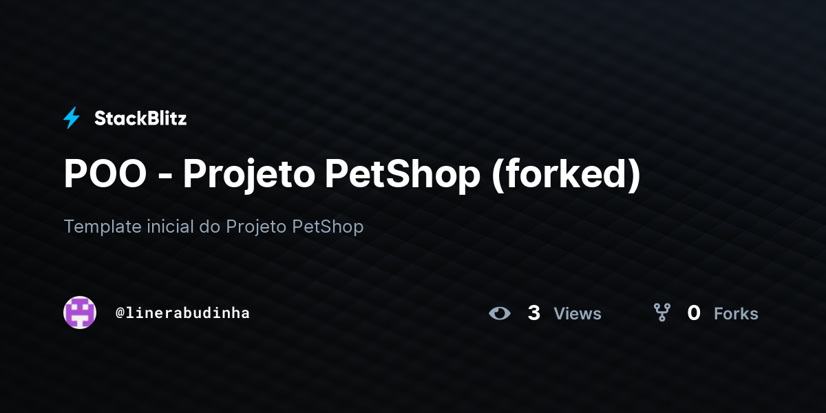 POO - Projeto PetShop (forked) - StackBlitz