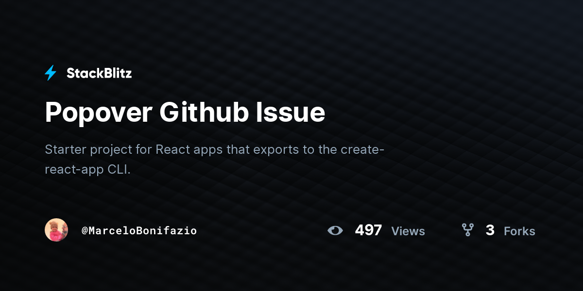 Popover Github Issue - StackBlitz