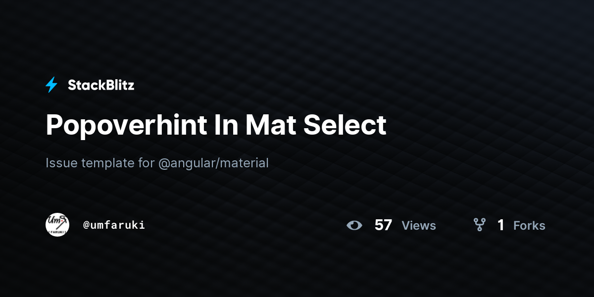 Popoverhint In Mat Select StackBlitz