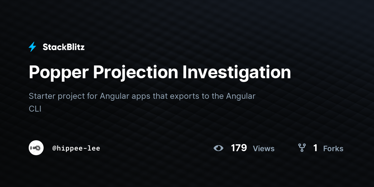 Popper Projection Investigation - StackBlitz