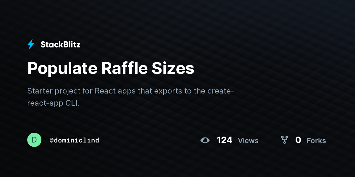Populate Raffle Sizes - StackBlitz