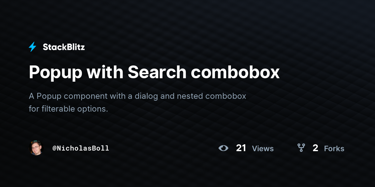 Popup with Search combobox - StackBlitz