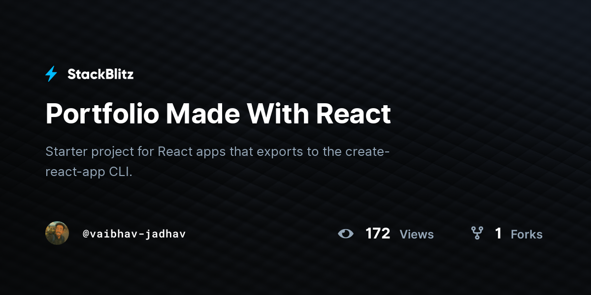 Portfolio Made With React - StackBlitz