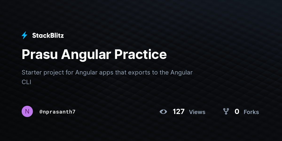 Prasu Angular Practice - StackBlitz