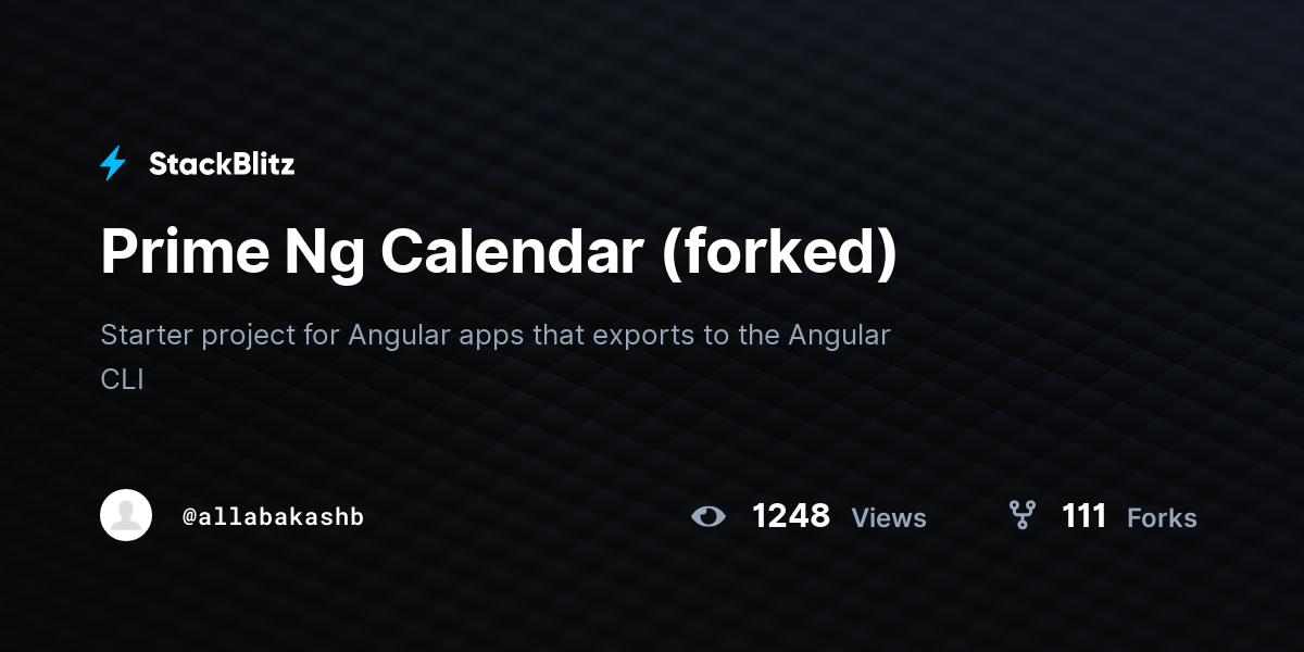 Prime Ng Calendar (forked) - StackBlitz