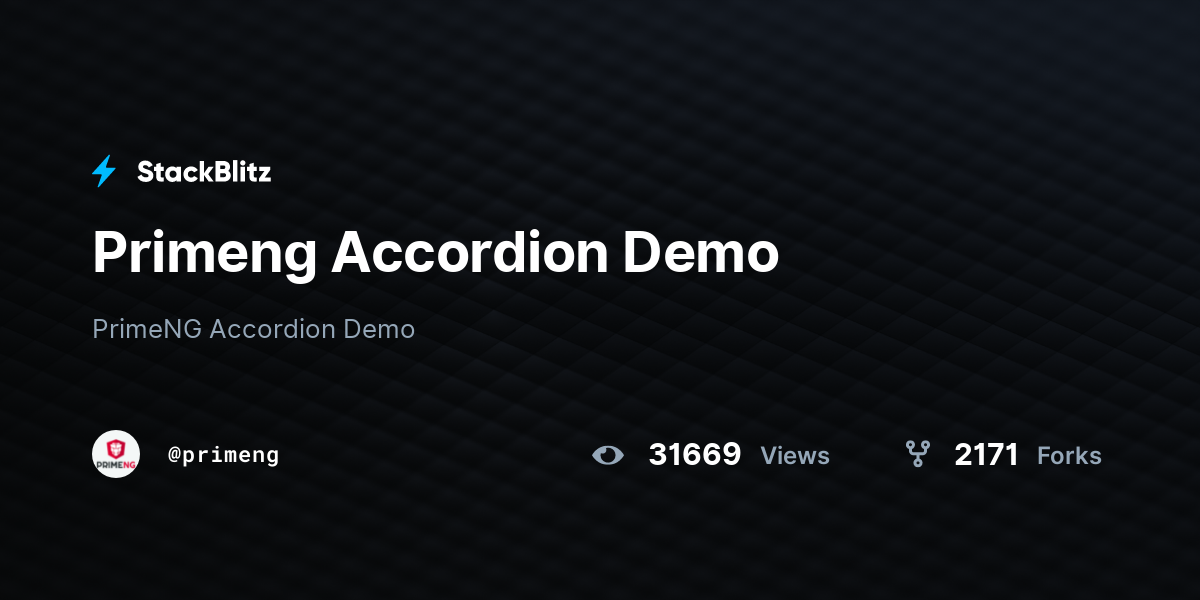 Primeng Accordion Demo StackBlitz