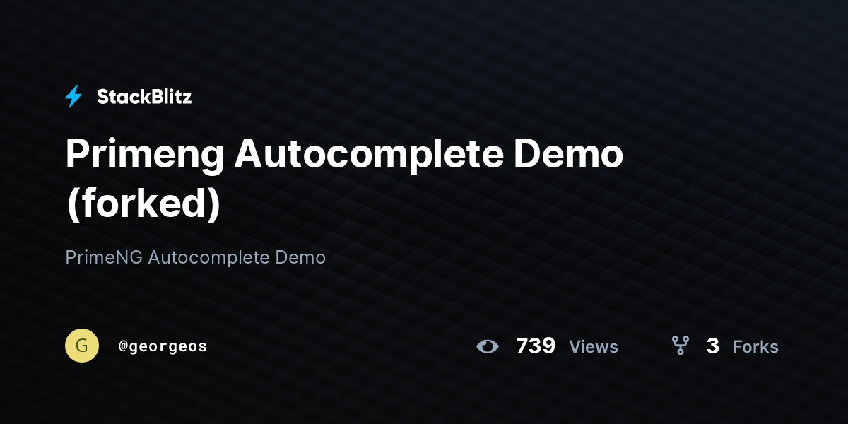 Primeng Autocomplete Demo (forked) - StackBlitz