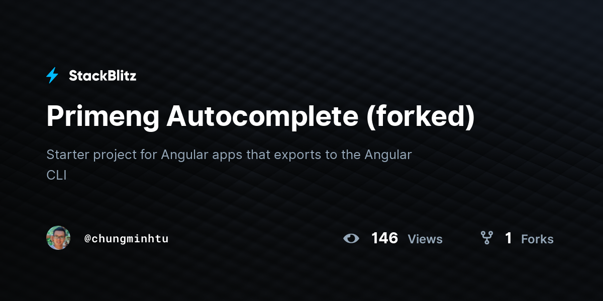 Primeng Autocomplete (forked) - StackBlitz