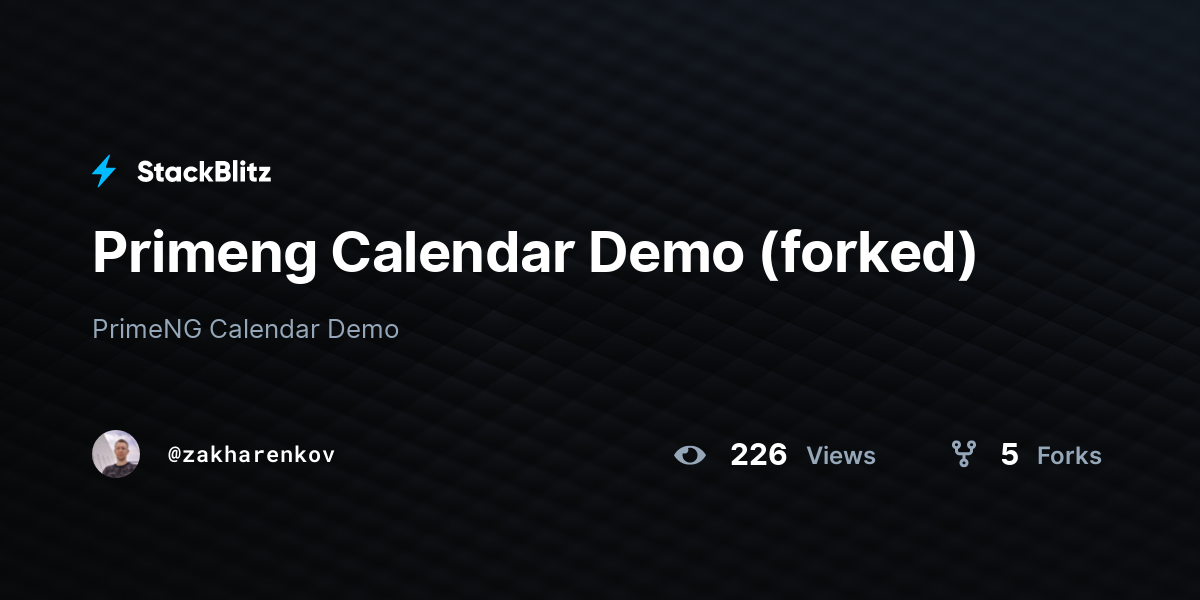 Primeng Calendar Demo (forked) - StackBlitz