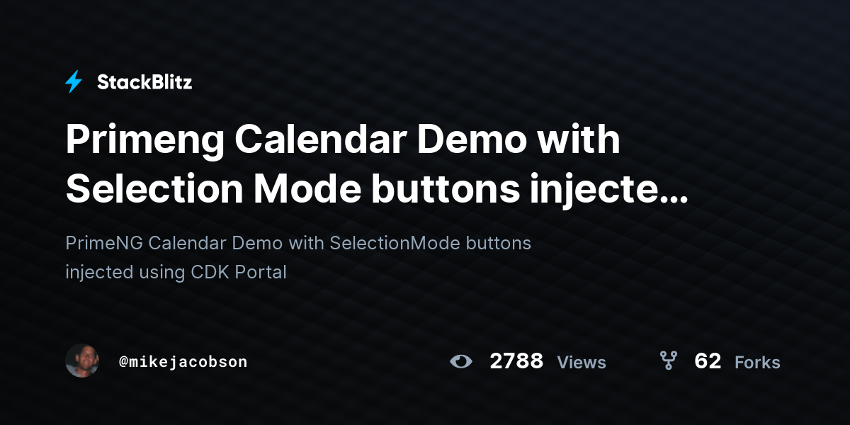 Primeng Calendar Demo with Selection Mode buttons injected with CDK ...