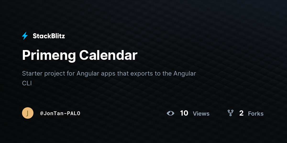 Primeng Calendar - StackBlitz