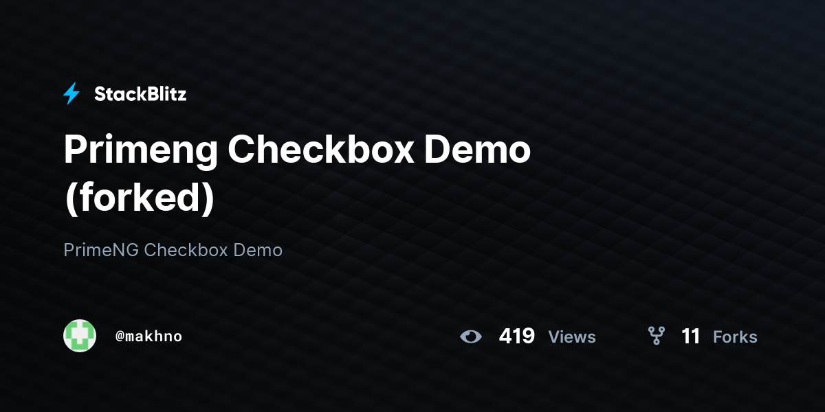Primeng Checkbox Demo (forked) - StackBlitz