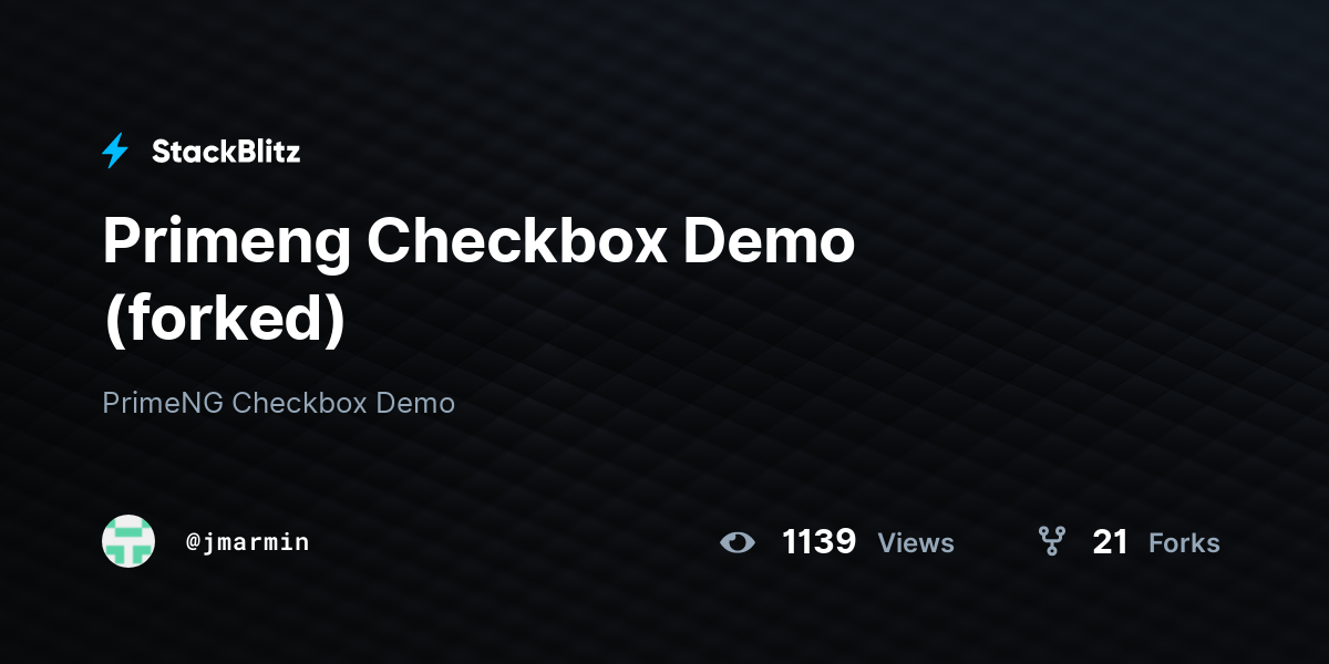 Primeng Checkbox Demo (forked) - StackBlitz