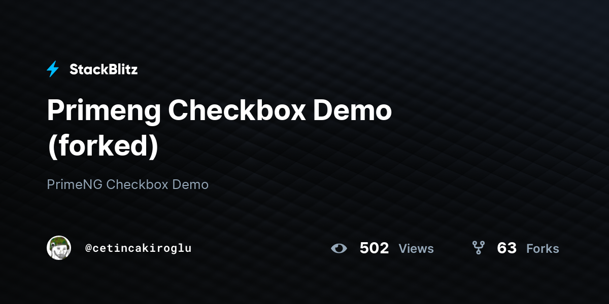 Primeng Checkbox Demo (forked) - StackBlitz
