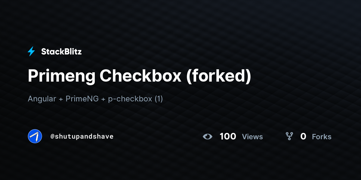 Primeng Checkbox (forked) - StackBlitz