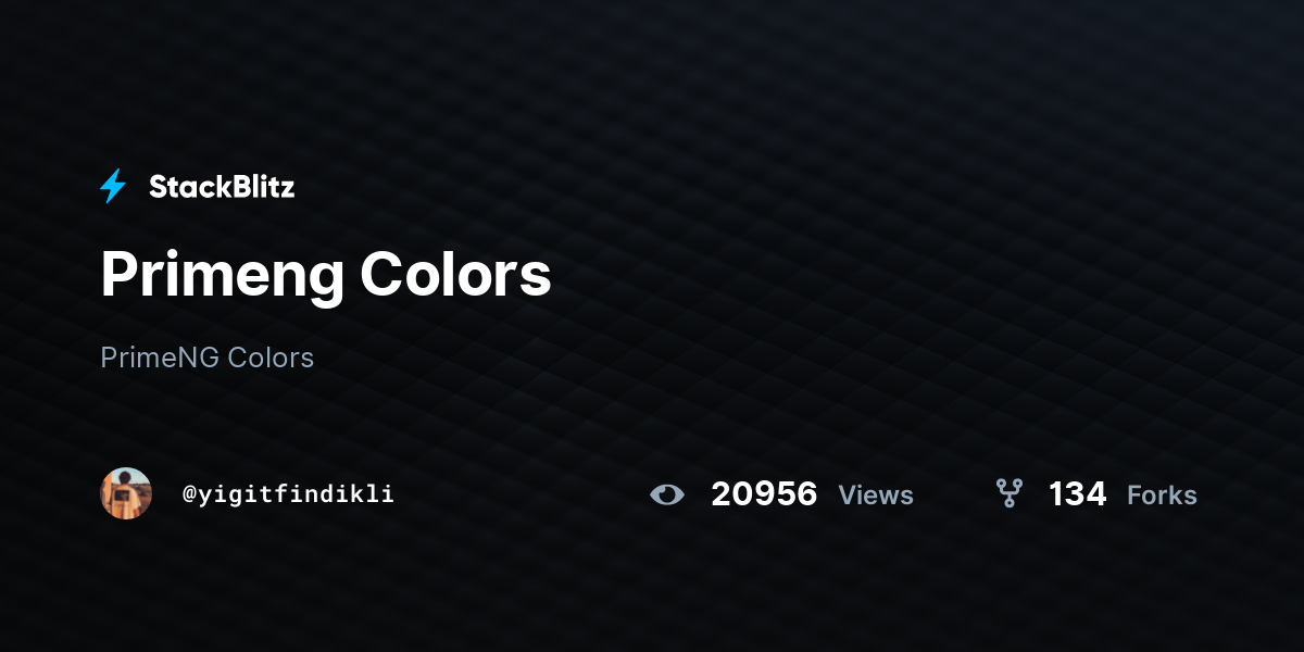 Primeng Colors StackBlitz