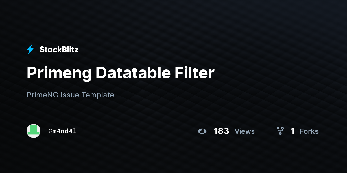 Primeng Datatable Filter - StackBlitz