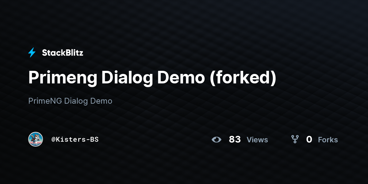 Primeng Dialog Demo (forked) - StackBlitz