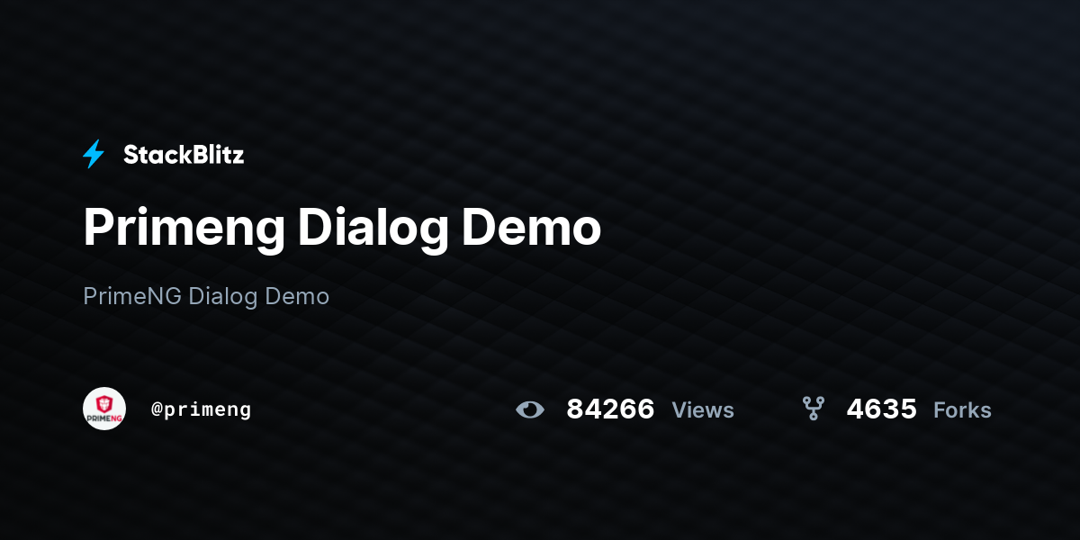 Primeng Dialog Demo - StackBlitz