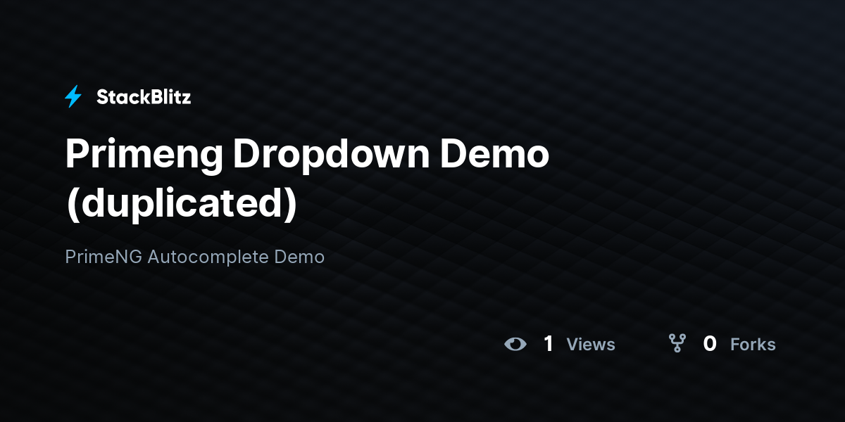 Primeng Dropdown Demo (duplicated) - StackBlitz