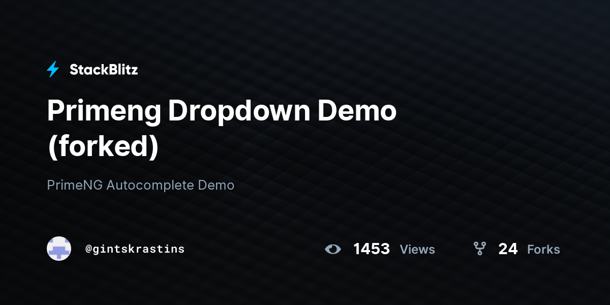 Primeng Dropdown Demo (forked) - StackBlitz