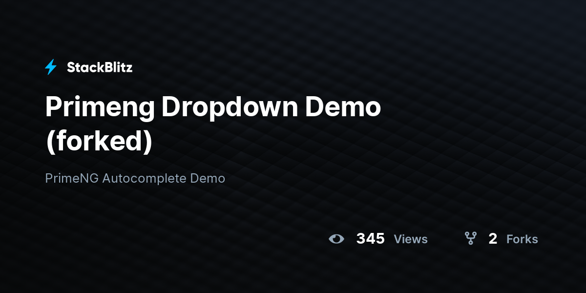 Primeng Dropdown Demo (forked) - StackBlitz