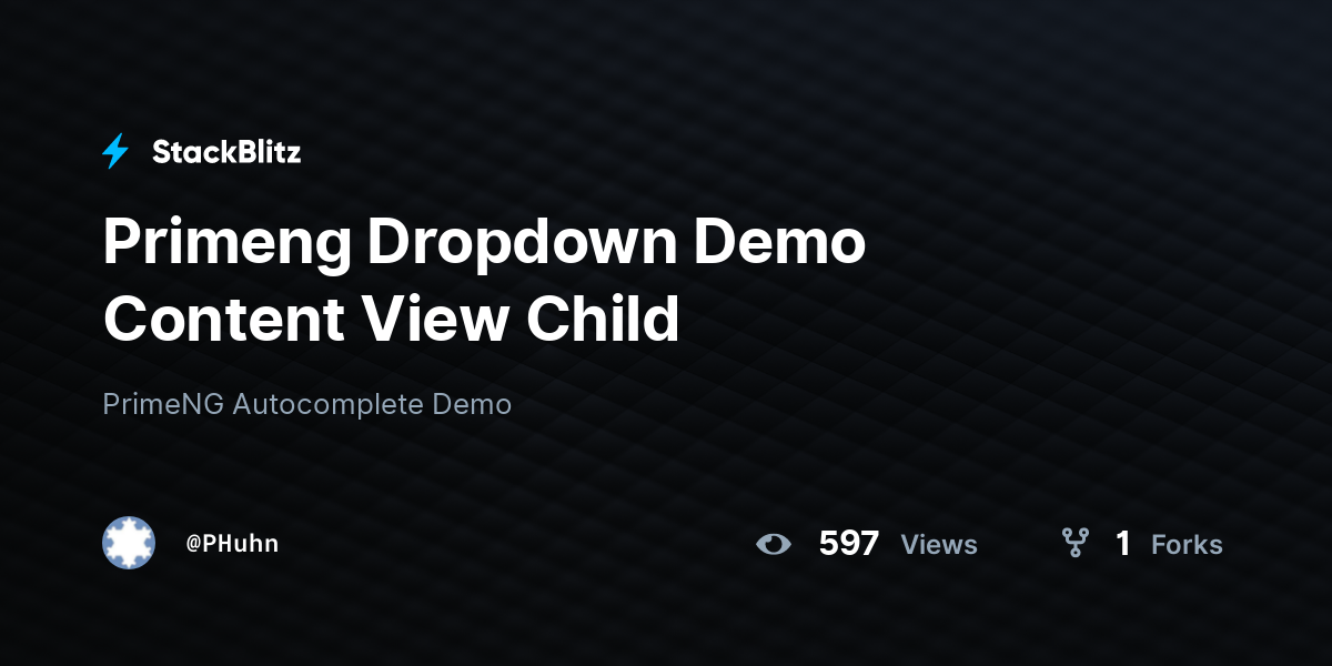 Primeng Dropdown Demo Content View Child - StackBlitz