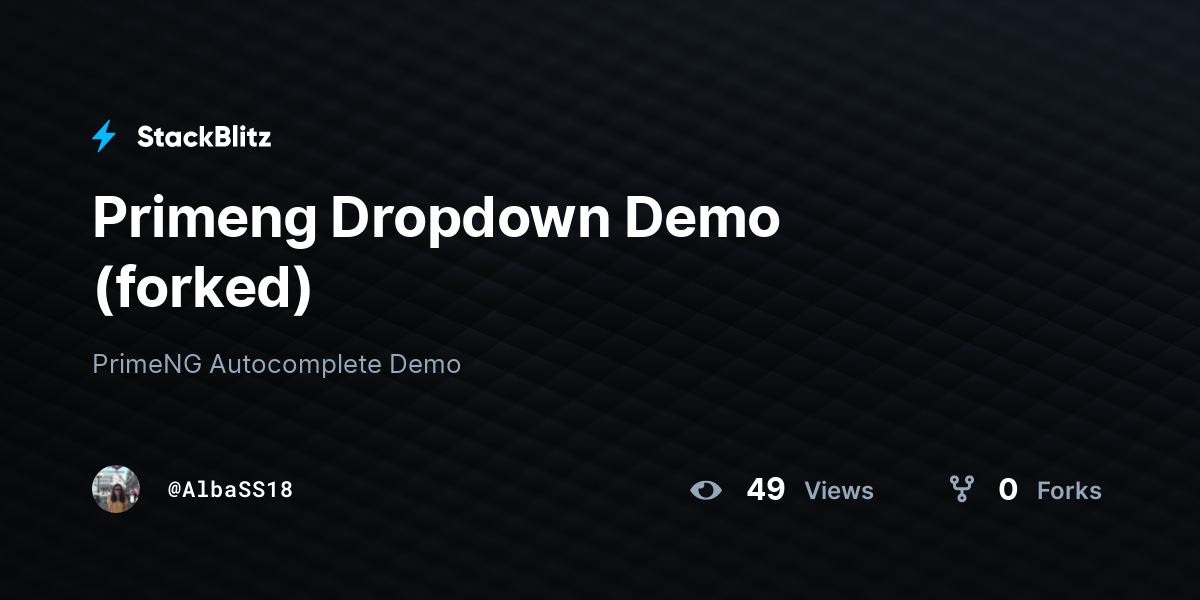Primeng Dropdown Demo (forked) - StackBlitz